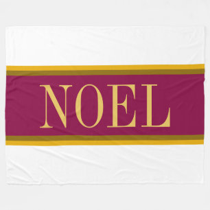 NOEL Elegant Festive Burgundy Red White Rand Fleecefilt