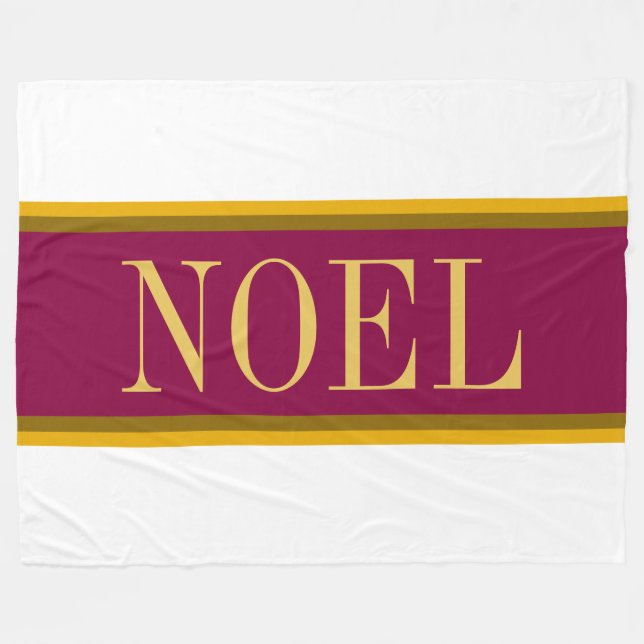 NOEL Elegant Festive Burgundy Red White Rand Fleecefilt (Framsidan (Horisontell))