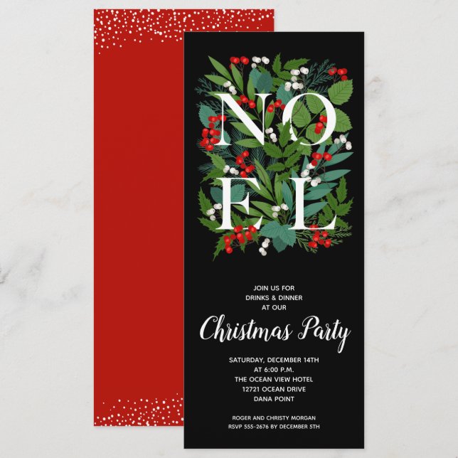 NOEL Elegant Greenery Helgdag Inbjudningar (Fram/baksida)