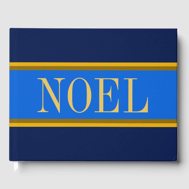 NOEL Elegant Royal Blue Navy jul Rand Gästböcker (Framsida)