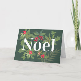 Noel evergreen löv och bär helgdag helgkort