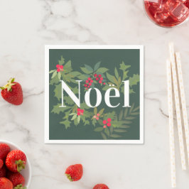 Noel evergreen löv och bär helgdag pappersservett