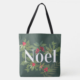Noel evergreen löv och bär helgdag tygkasse