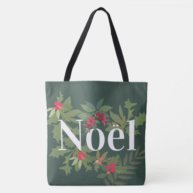 Noel evergreen löv och bär helgdag tygkasse (Framsida)