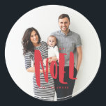 Noel Family Photo Sticker Runt Klistermärke<br><div class="desc">Lägg lite upphetsning och  på din helgdag i år med specialdekaler och presentomslag från  Papper Co. Våra klistermärken är anpassade som du aldrig har sett förut!</div>