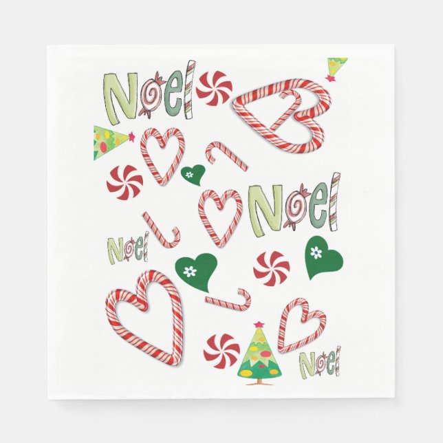 Noel, God jul Santa Napkins Pappersservett (Framsidan)
