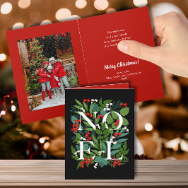 NOEL Greenery and Berries Folded Photo Helgkort