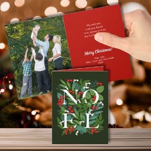 NOEL Greenery Folded Photo Helgkort