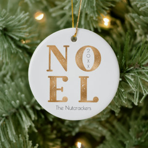 Noel Guld Typography julfoto Julgransprydnad Keramik