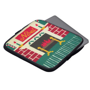 Noel Helgdag Artisan Crochet Print Electronics Bag Laptop Fodral