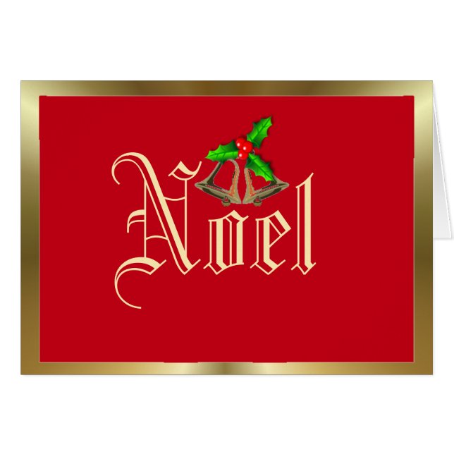 Noel holly och bär röd jul hälsningskort (Framsidan Horizontal)