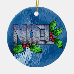 Noel i målat glass julgransprydnad keramik