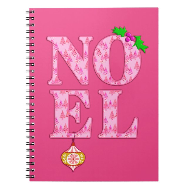 NOEL i ROSA JULGRAN MÖNSTER Anteckningsbok (Framsidan)