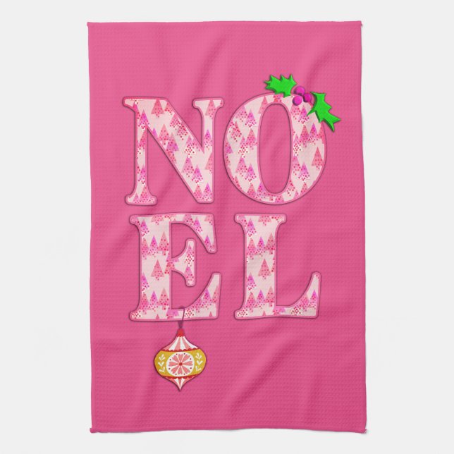 NOEL i ROSA JULGRAN MÖNSTER Kökshandduk (Vertikal)