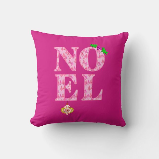 NOEL i ROSA JULGRAN MÖNSTER Kudde (Framsida)