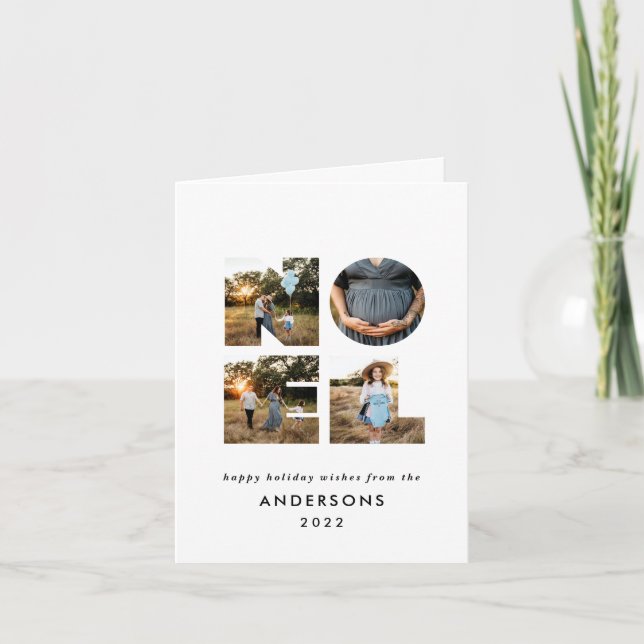 Noel jul fet modern 4 foto enkel semester helgkort (Framsida)