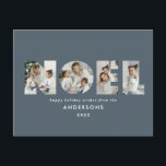 Noel-jul - fet modern 4-fotoenkel Helgdag Helg Vykort<br><div class="desc">Färgstark ljus roligt Noel-jultypografi 4-fotodesign för helgdag. Röd,  grönt,  marinblått och rosa färgrutor tillgängliga.</div>