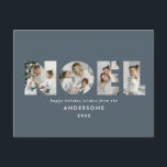 Noel-jul - fet modern 4-fotoenkel Helgdag Helg Vykort<br><div class="desc">Färgstark ljus roligt Noel-jultypografi 4-fotodesign för helgdag. Röd,  grönt,  marinblått och rosa färgrutor tillgängliga.</div>