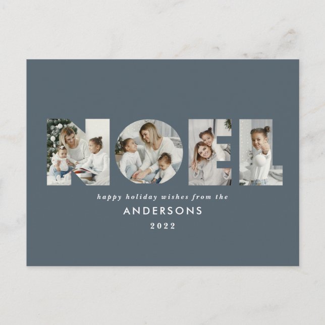 Noel-jul - fet modern 4-fotoenkel Helgdag Helg Vykort (Framsida)