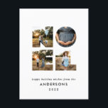 Noel-jul - fet modern 4-fotoenkel Helgdag Helg Vykort<br><div class="desc">Färgstark ljus roligt Noel-jultypografi 4-fotodesign för helgdag. Röd,  grönt,  marinblått,  svart och rosa färgrutor tillgängliga.</div>