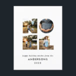 Noel-jul - fet modern 4-fotoenkel Helgdag Helg Vykort<br><div class="desc">Färgstark ljus roligt Noel-jultypografi 4-fotodesign för helgdag. Röd,  grönt,  marinblått,  svart och rosa färgrutor tillgängliga.</div>