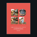 Noel-jul - fet modern 4-fotoenkel Helgdag Helg Vykort<br><div class="desc">Färgstark ljus roligt Noel-jultypografi 4-fotodesign för helgdag. Röd,  grönt,  marinblått,  svart och rosa färgrutor tillgängliga.</div>