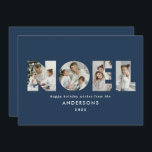 Noel-jul - fet modern 4-fotoenkel Helgdag Julkort<br><div class="desc">Färgstark ljus roligt Noel-jultypografi 4-fotodesign för helgdag. Röd,  grönt,  marinblått och rosa färgrutor tillgängliga.</div>