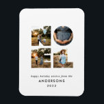 Noel-jul - fet modern 4-fotoenkel Helgdag Magnet<br><div class="desc">Färgstark ljus roligt Noel-jultypografi 4-fotodesign för helgdag. Röd,  grönt,  marinblått,  svart och rosa färgrutor tillgängliga.</div>