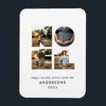 Noel-jul - fet modern 4-fotoenkel Helgdag Magnet<br><div class="desc">Färgstark ljus roligt Noel-jultypografi 4-fotodesign för helgdag. Röd,  grönt,  marinblått,  svart och rosa färgrutor tillgängliga.</div>