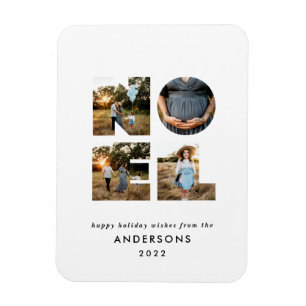 Noel-jul - fet modern 4-fotoenkel Helgdag Magnet