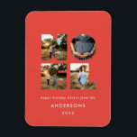 Noel-jul - fet modern 4-fotoenkel Helgdag Magnet<br><div class="desc">Färgstark ljus roligt Noel-jultypografi 4-fotodesign för helgdag. Röd,  grönt,  marinblått,  svart och rosa färgrutor tillgängliga.</div>