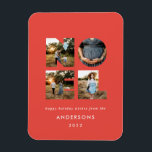 Noel-jul - fet modern 4-fotoenkel Helgdag Magnet<br><div class="desc">Färgstark ljus roligt Noel-jultypografi 4-fotodesign för helgdag. Röd,  grönt,  marinblått,  svart och rosa färgrutor tillgängliga.</div>