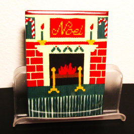 Noel Jul Fireplace Artisan Crochet Skriv ut Magnet