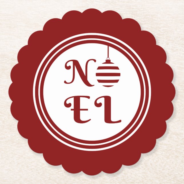 NOEL Jul Helgdag Red and White Bauble Underlägg Papper (Framsida)