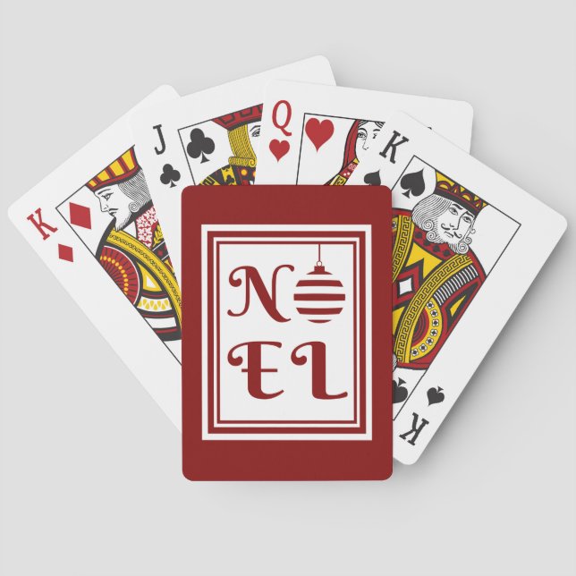 NOEL Jul Holiday Röd Och Vit Spel Kort (Baksidan)