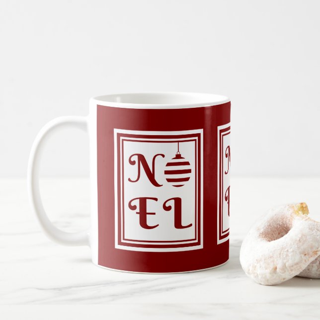 NOEL Jul Ledig Dag Röd Och Vit Kaffemugg (Med munk)