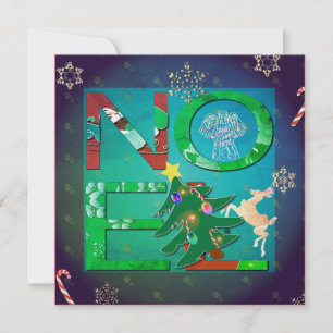 Noel jul + Photo Flat Helgdag Card Julkort