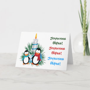 Noël manchots et bougiecartes helgkort