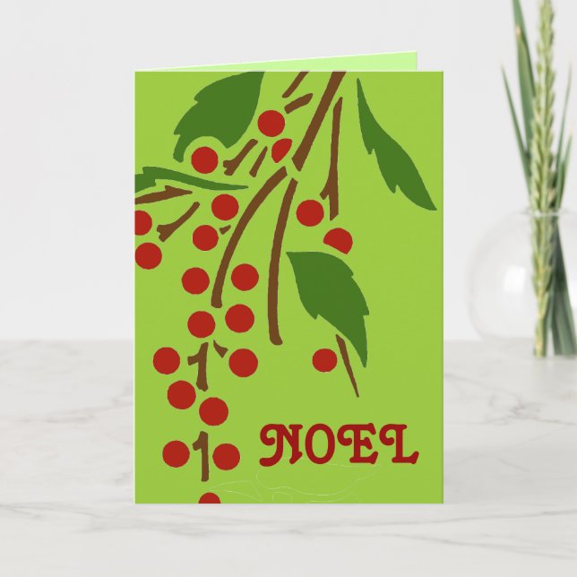 Noel med Berries Card Helgkort (Framsida)
