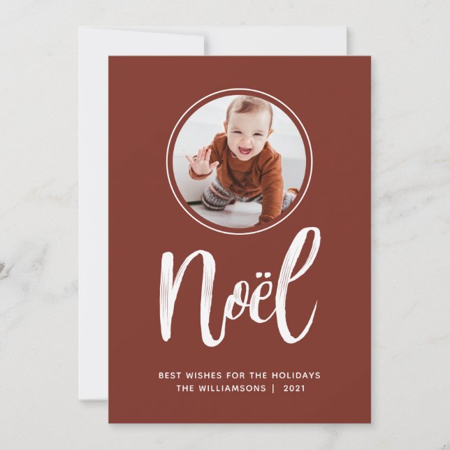 Noel Minimalist Terracotta Cute Kids Photo 2021 Julkort (Framsida)