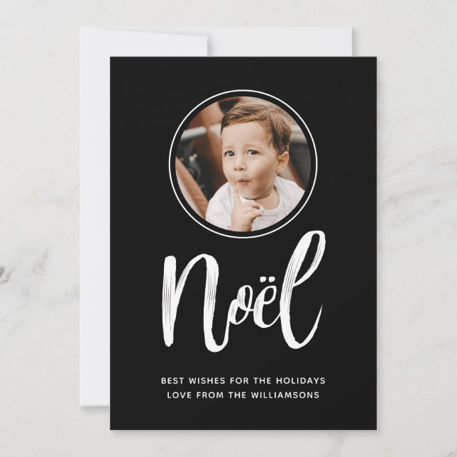 Noel Modern Minimalist Cute Kids Photo Julkort (Framsida)