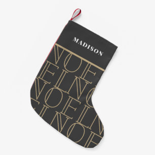 NOEL MÖNSTER MÖRK GRÅTT & GULD HELGDAG LITEN JULSTRUMPA