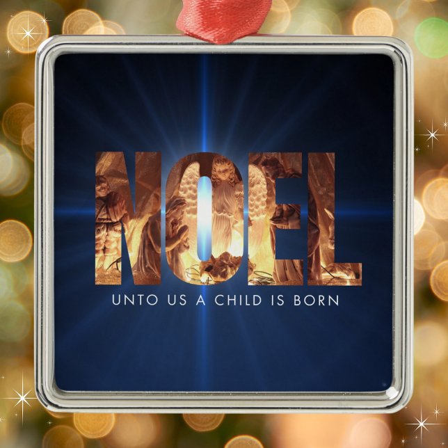 NOEL Nativitetscen Minimalistisk jul Julgransprydnad Metall (Available on multiple types of ornaments. Merry Christmas!)