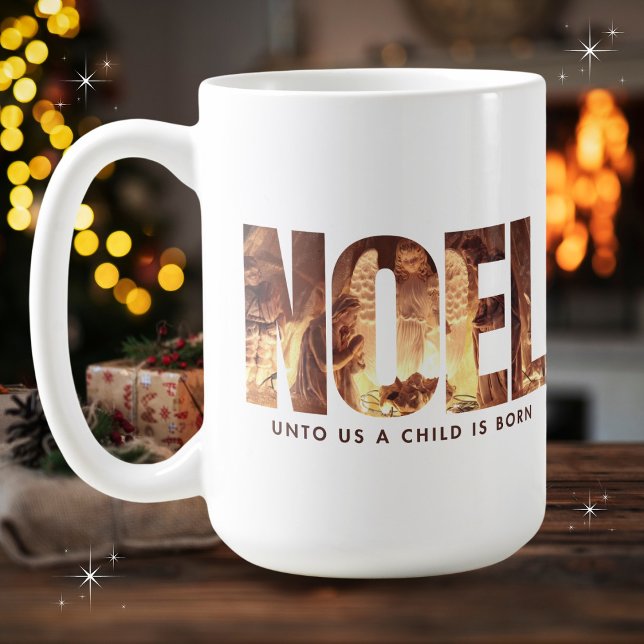 NOEL Nativitetscen Minimalistisk jul Kaffemugg (Skapare uppladdad)