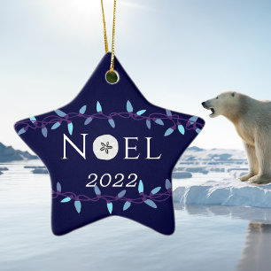 Noel Navy Blue Sand Dollar Nautical Jul Julgransprydnad Keramik