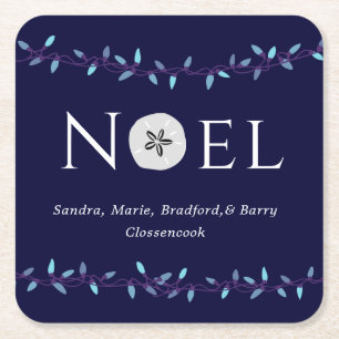 Noel Navyblå Sanddollar Jul Underlägg Papper Kvadrat