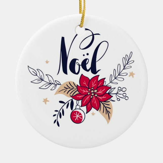 Noel Poinsettia Julgransprydnad Keramik (Framsidan)