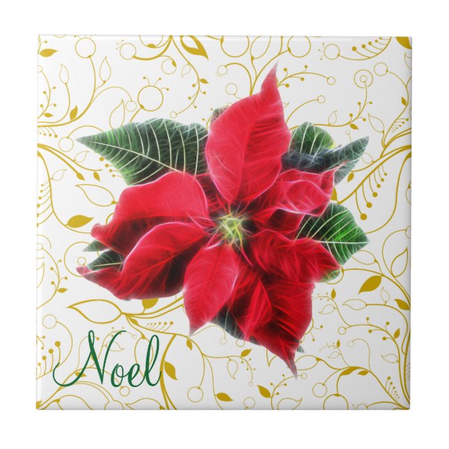 Noel Poinsettia Kakelplatta (Framsidan)