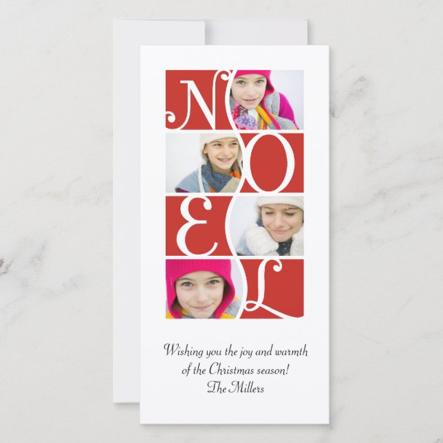 NOEL Puzzle i Rött julhälsningskort Julkort (Framsida)
