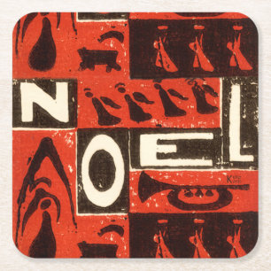 Noel Red Block Skriv ut Underlägg Papper Kvadrat